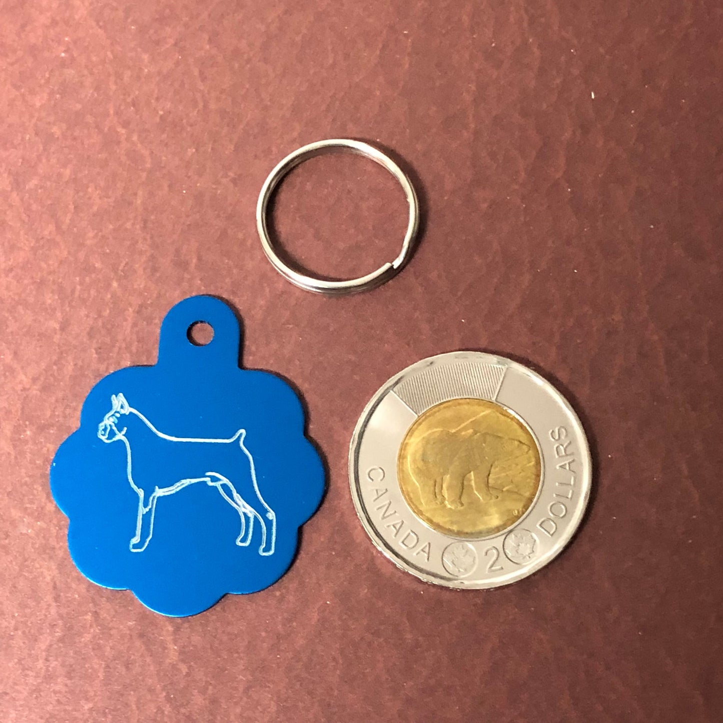 Dog, Large Blue Rosette Tag, Personalized Aluminum Tag, Diamond Engraved, For Dog Cat Tag ID Tag Kitty Tag Puppy Tag CAbALBRT