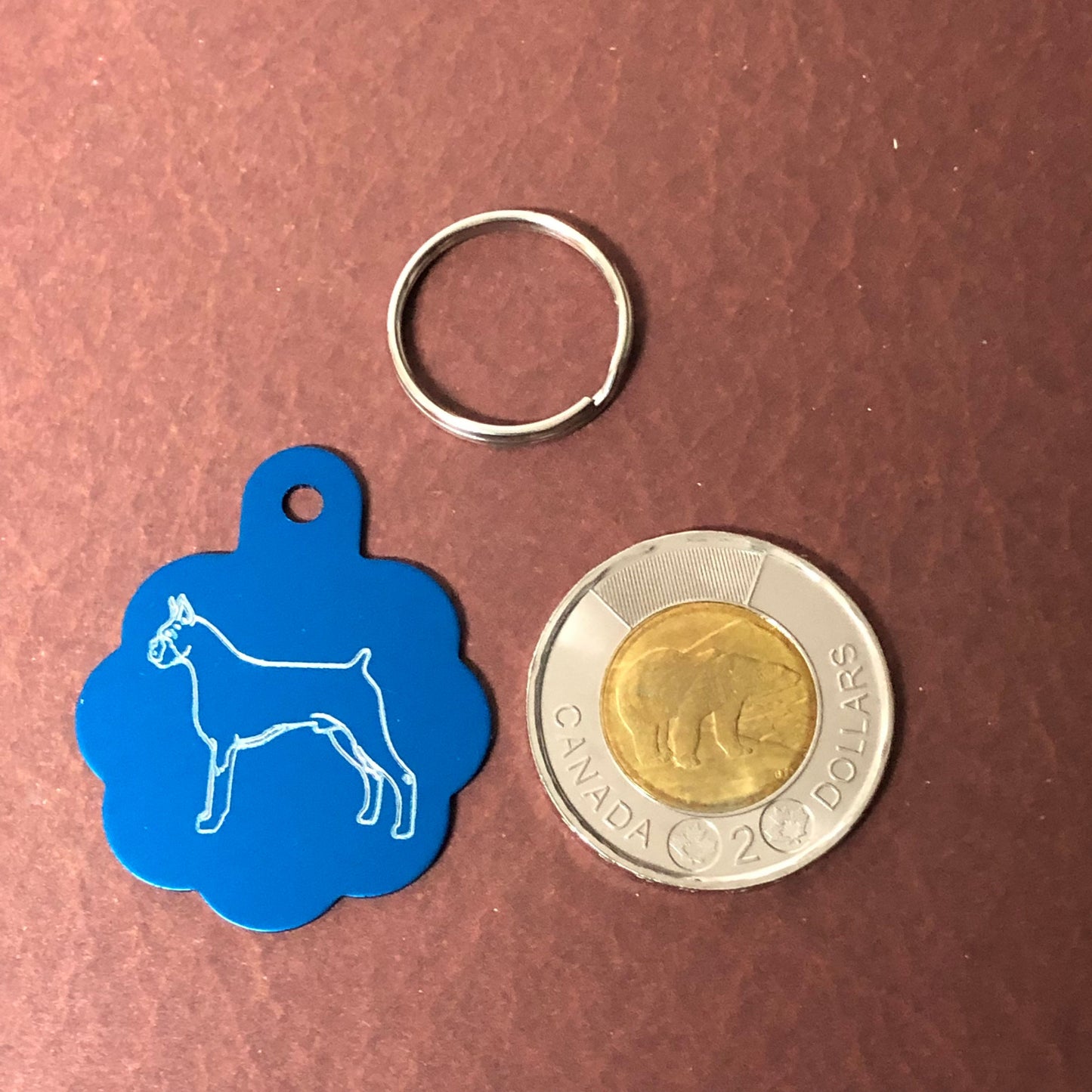 Dog, Large Blue Rosette Tag, Personalized Aluminum Tag, Diamond Engraved, For Dog Cat Tag ID Tag Kitty Tag Puppy Tag CAbALBRT