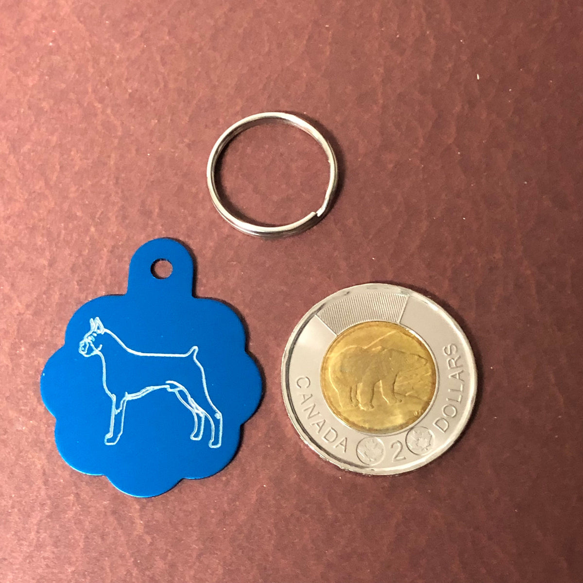 Dog, Large Blue Rosette Tag, Personalized Aluminum Tag, Diamond Engraved, For Dog Cat Tag ID Tag Kitty Tag Puppy Tag CAbALBRT