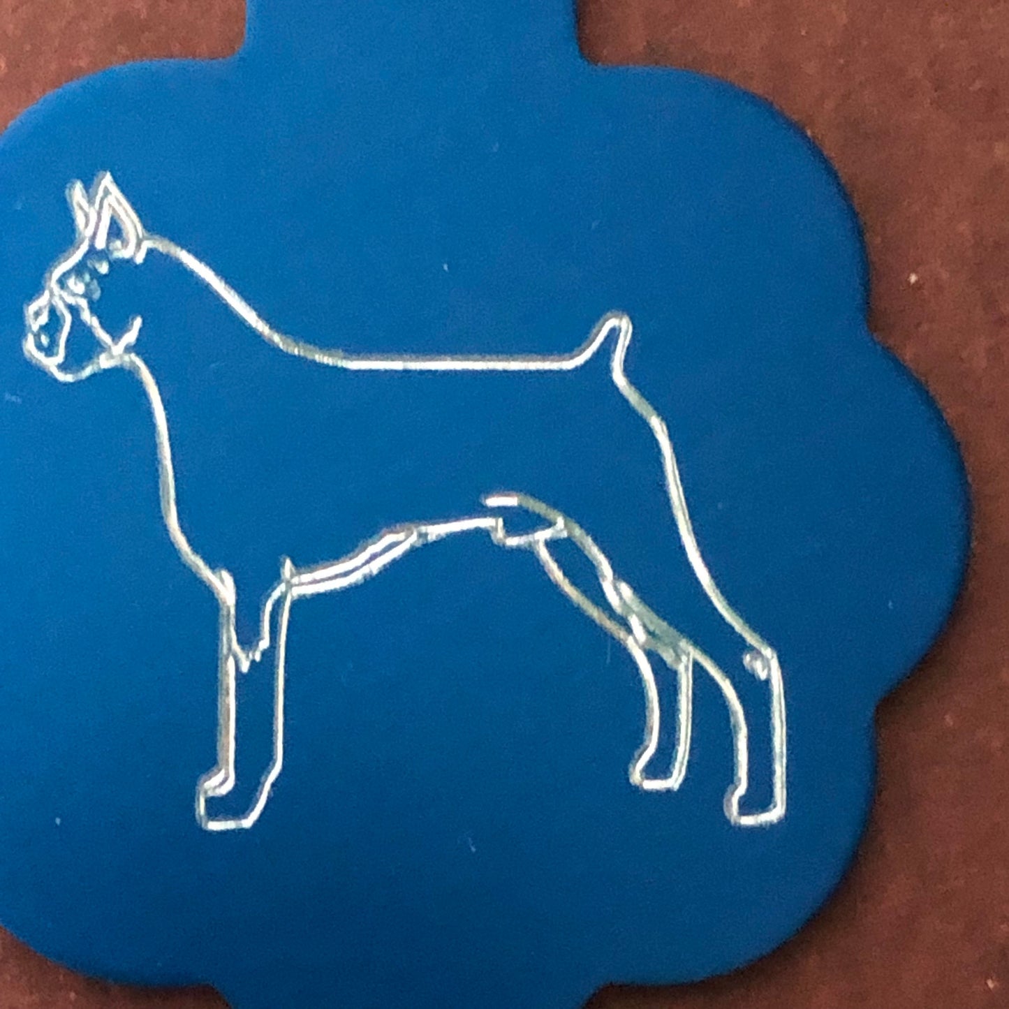 Dog, Large Blue Rosette Tag, Personalized Aluminum Tag, Diamond Engraved, For Dog Cat Tag ID Tag Kitty Tag Puppy Tag CAbALBRT