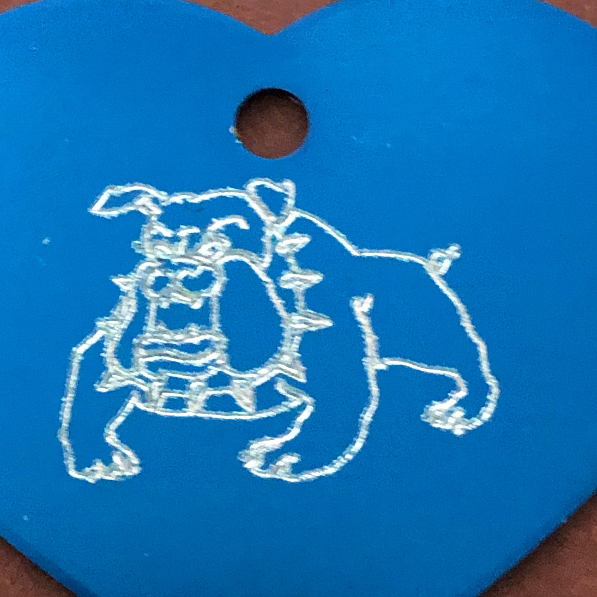 Bulldog, Large Heart Aluminum Tag, Personalized Diamond Engraved, For Cat Tag, Dog Tag, ID Tag, Bags, Backpacks, Key Chain, CAjAPLHT