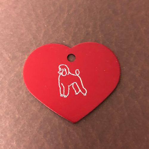 Poodle Dog, Large Heart Aluminum Tag, Personalized Diamond Engraved, For Cat Tag, Dog Tag, ID Tag, Bags, Backpacks, Key Chain, CAFAPLHT