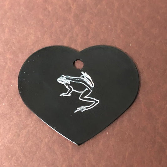 Frog, Toad, Amphibians, Large Heart Aluminum Tag, Personalized Diamond Engraved, For Cat, Dog, ID Tag, Bags, Backpacks, Key Chain CA3APLHT