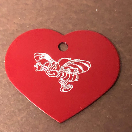 Bumble Bee, Bee, Large Heart Aluminum Tag, Personalized Diamond Engraved, For Cat Tag, Dog Tag, ID Tag, Bags, Backpacks, Key Chain, CAgAPLHT