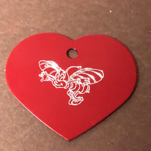 Bumble Bee, Bee, Large Heart Aluminum Tag, Personalized Diamond Engraved, For Cat Tag, Dog Tag, ID Tag, Bags, Backpacks, Key Chain, CAgAPLHT