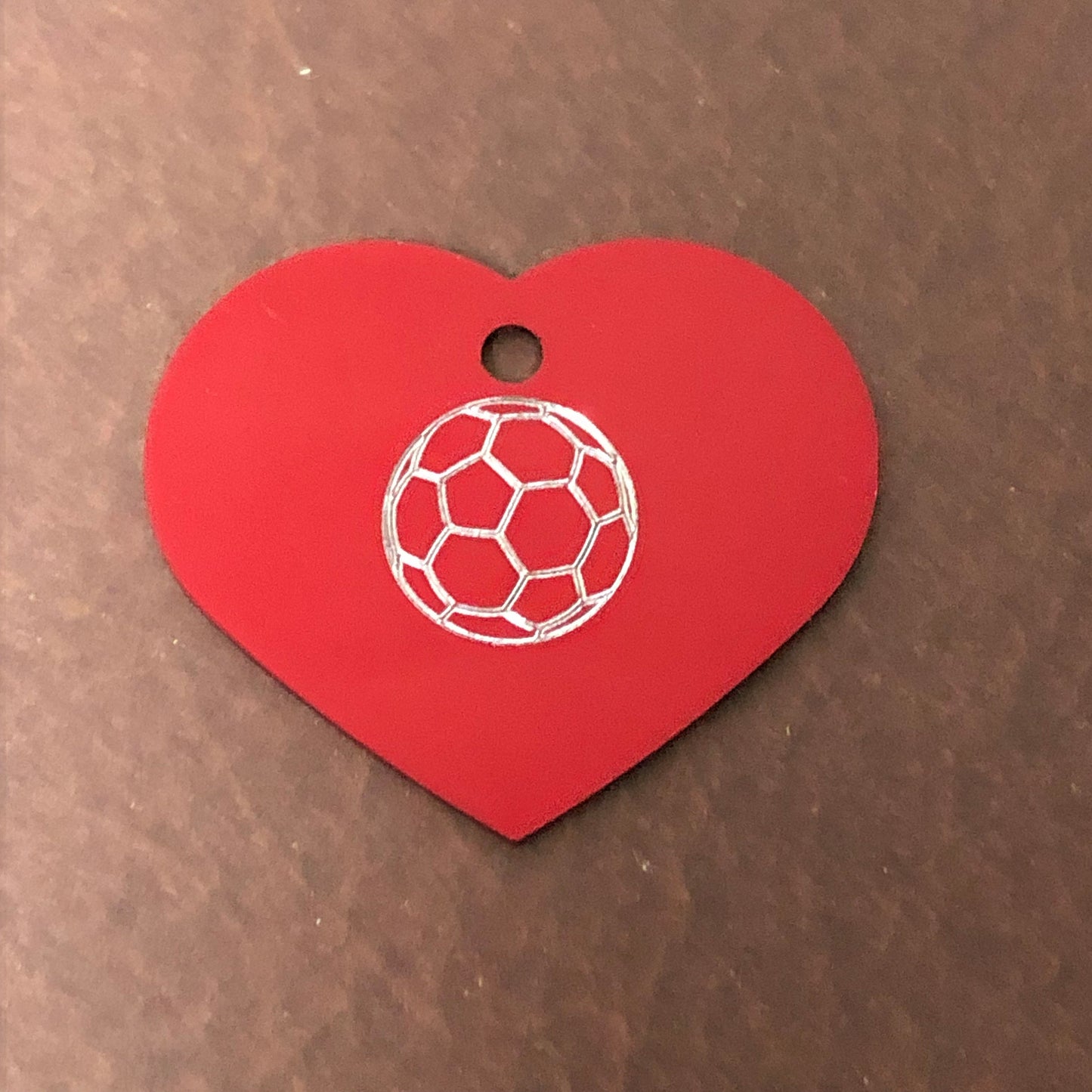 Soccer Ball, Large Heart Aluminum Tag, Personalized Diamond Engraved, For Cat Tag, Dog Tag, ID Tag, Bags, Backpacks, Key Chain, CAxAPLHT