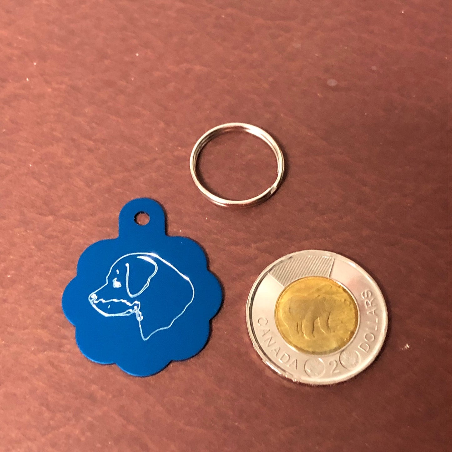 Dog, Large Blue Rosette Tag, Personalized Aluminum Tag, Diamond Engraved, For Dog Cat Tag ID Tag Kitty Tag Puppy Tag CAHALBRT