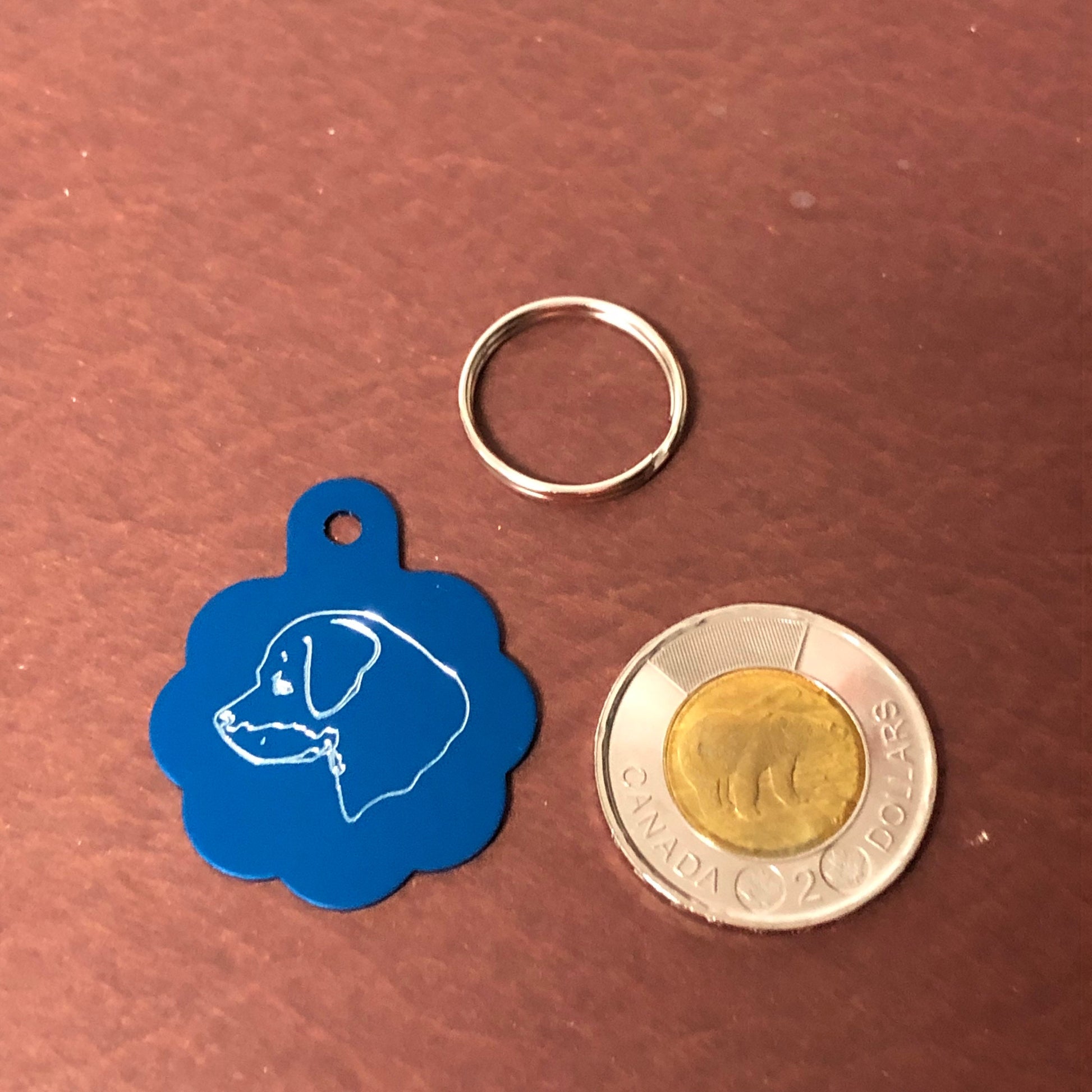Dog, Large Blue Rosette Tag, Personalized Aluminum Tag, Diamond Engraved, For Dog Cat Tag ID Tag Kitty Tag Puppy Tag CAHALBRT