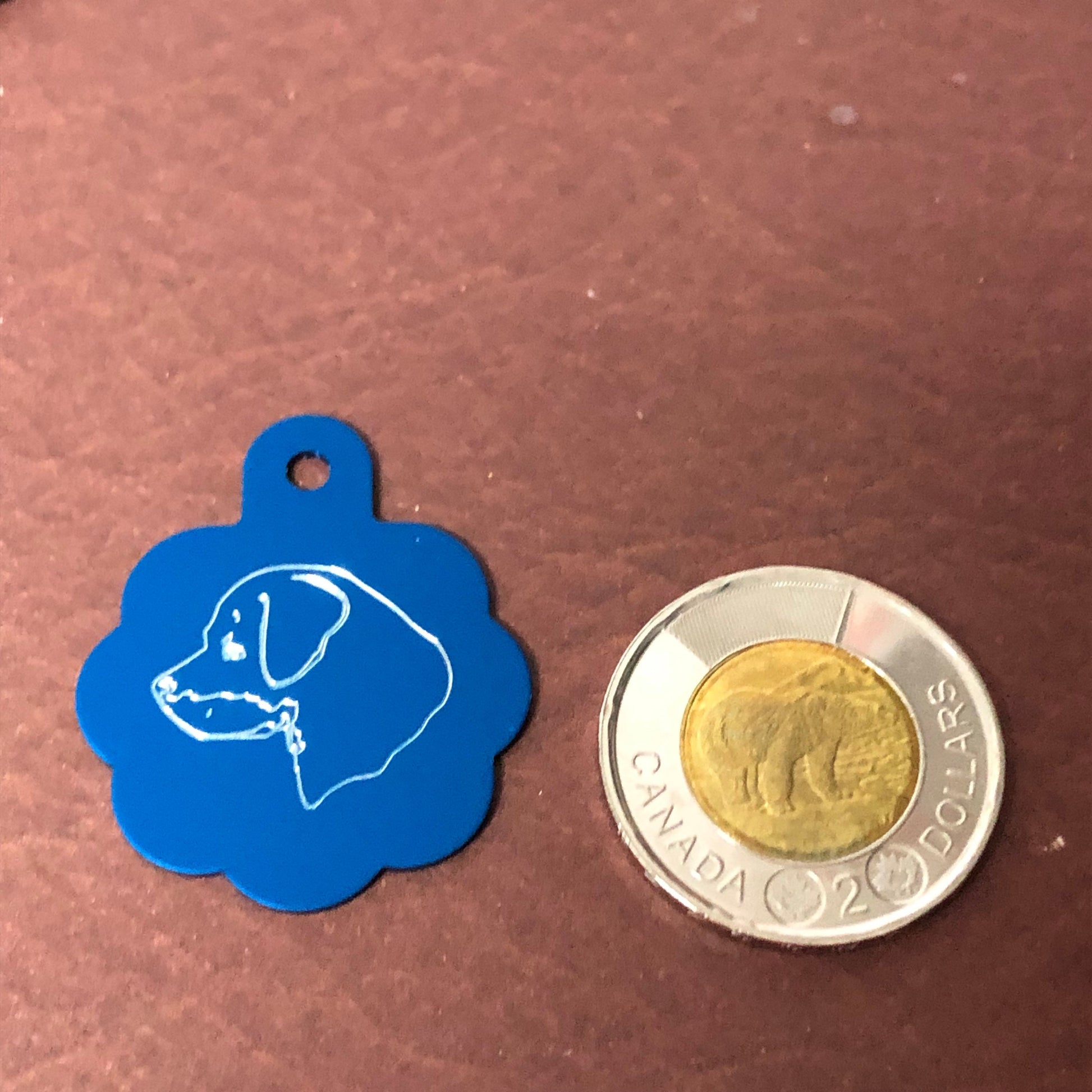 Dog, Large Blue Rosette Tag, Personalized Aluminum Tag, Diamond Engraved, For Dog Cat Tag ID Tag Kitty Tag Puppy Tag CAHALBRT