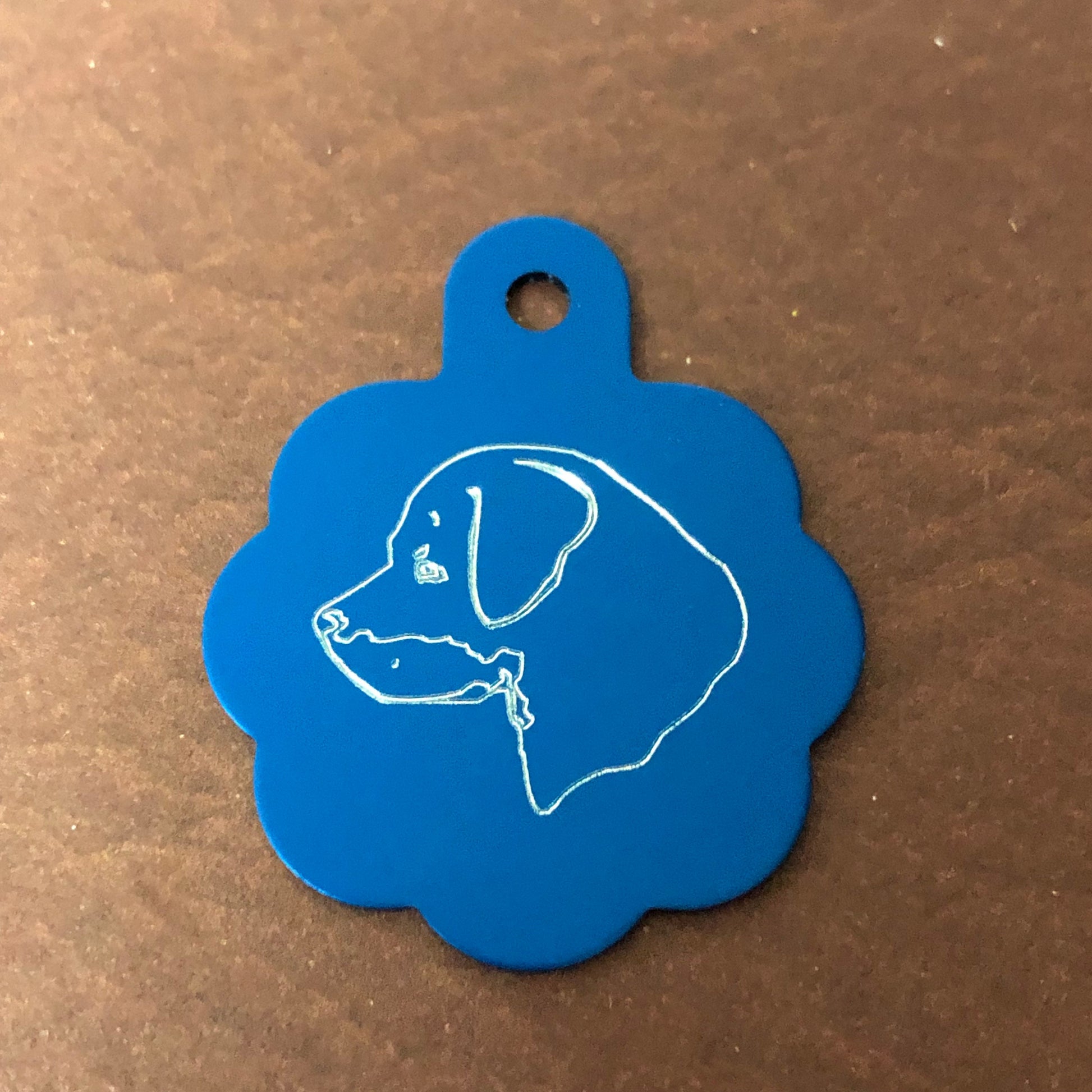 Dog, Large Blue Rosette Tag, Personalized Aluminum Tag, Diamond Engraved, For Dog Cat Tag ID Tag Kitty Tag Puppy Tag CAHALBRT