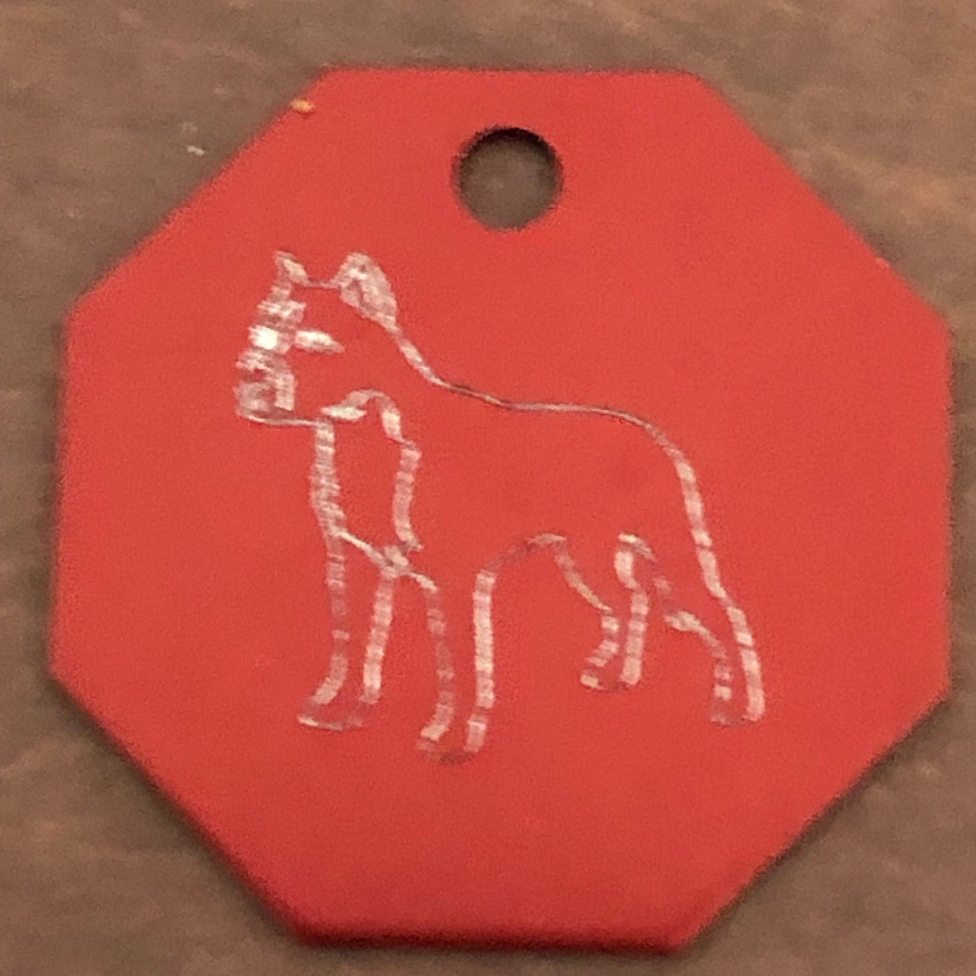 Dog, Large Stop Sign, Personalized Aluminum Tag Diamond Engraved Tag ID For Bags, Key Chains. CAVAPLSS