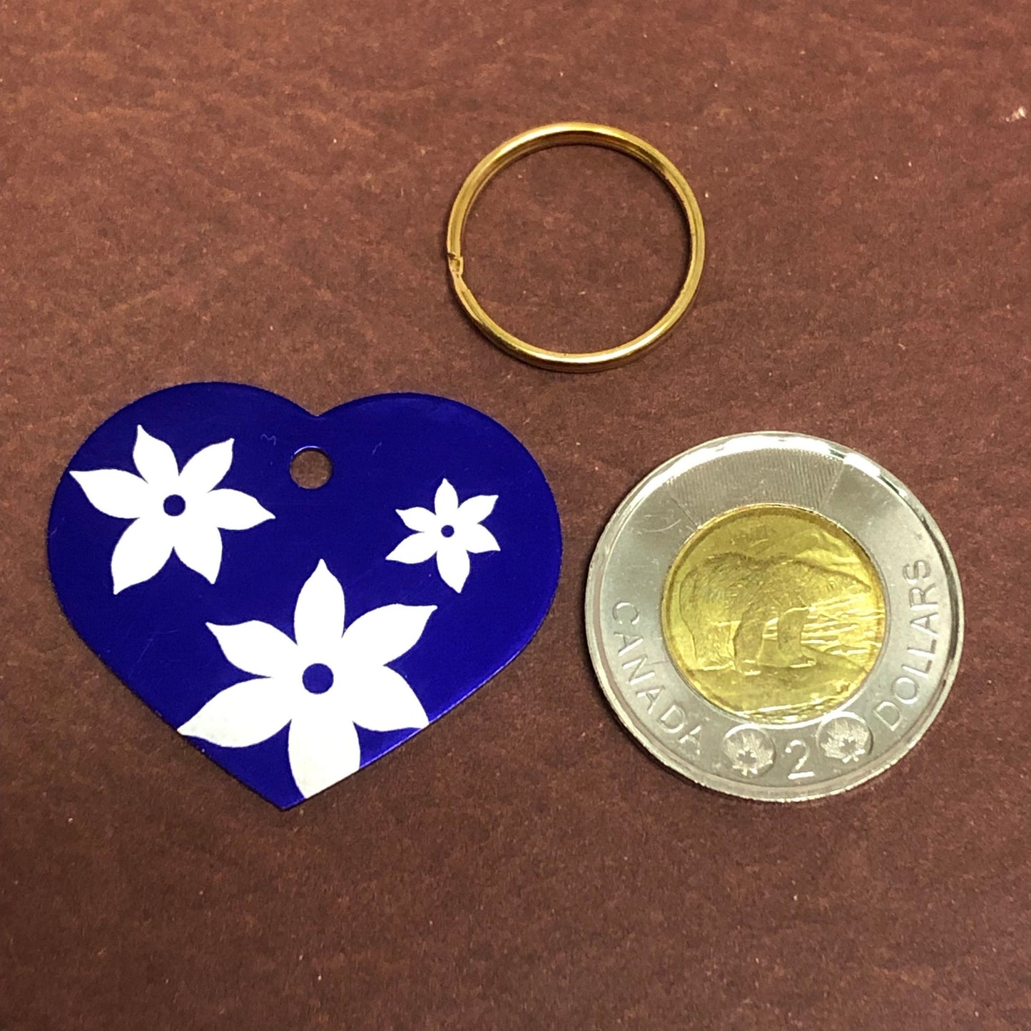 Lily Floral Print Large Purple Heart Personalized Aluminum Tag, Diamond Engraved, Key Chain, Keychain, For Lost Keys LFPLPUH