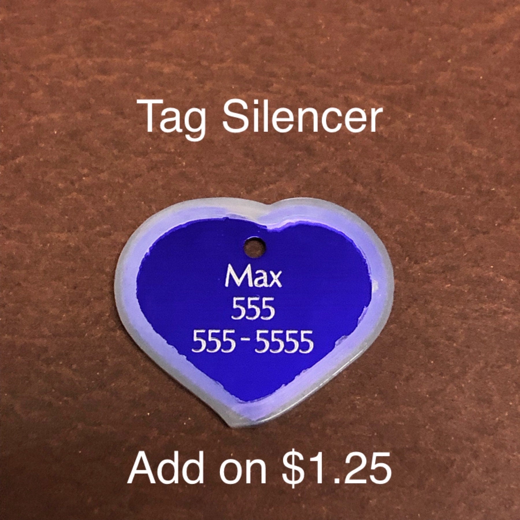 Lily Floral Print. Large Purple Heart Aluminum Tag Diamond Engraved Personalized Dog Tag Cat Tag For Dog Collars For Cat Collars Backpacks