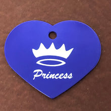 Load image into Gallery viewer, Princess Crown Large Purple Heart Personalized Aluminum Tag, Diamond Engraved, Key Chain, Keychain, For Lost Keys PCPLPUH
