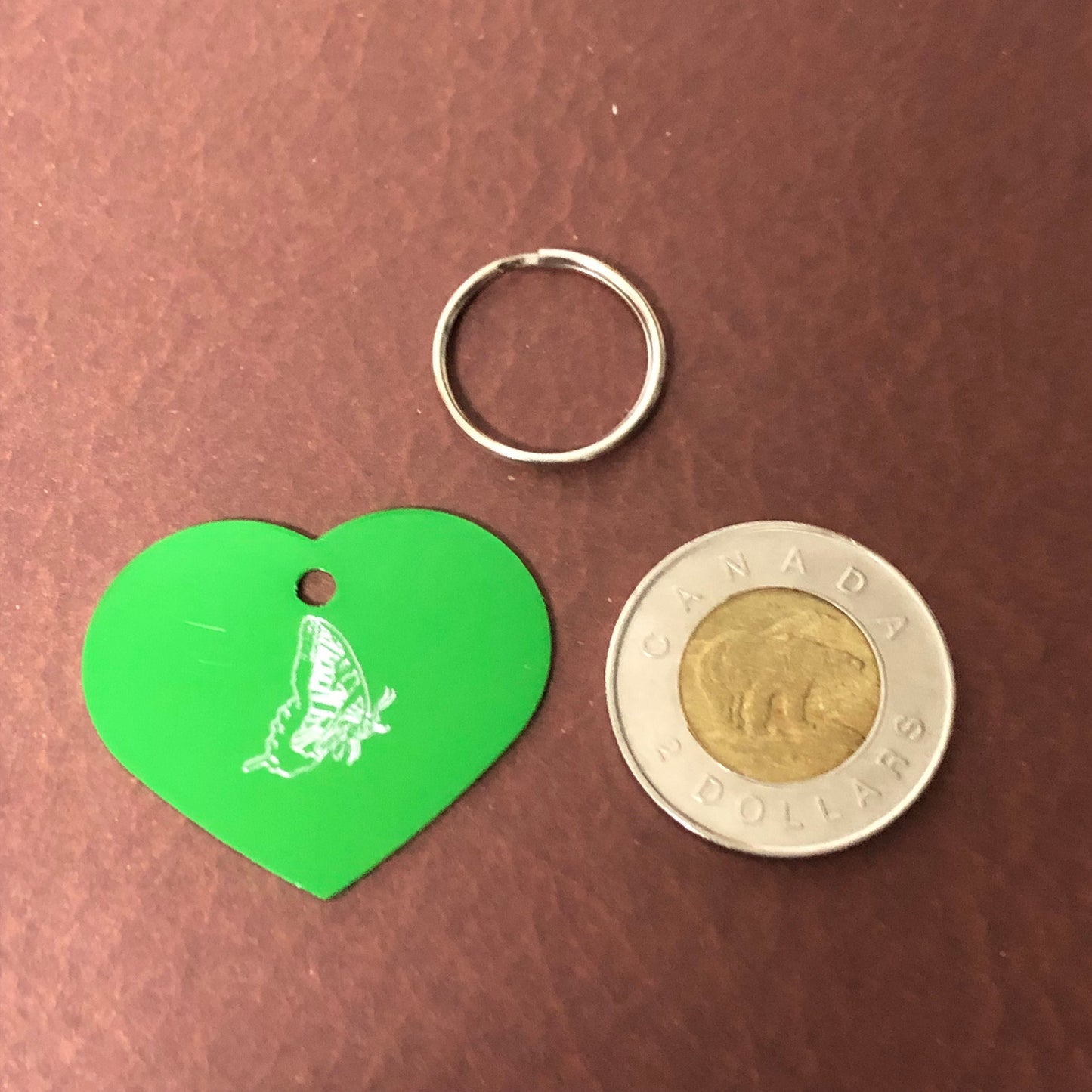 Butterfly, Large Heart Aluminum Tag, Personalized Diamond Engraved, For Cat Tag, Dog Tag, ID Tag, Bags, Backpacks, Key Chain, CA5APLHT