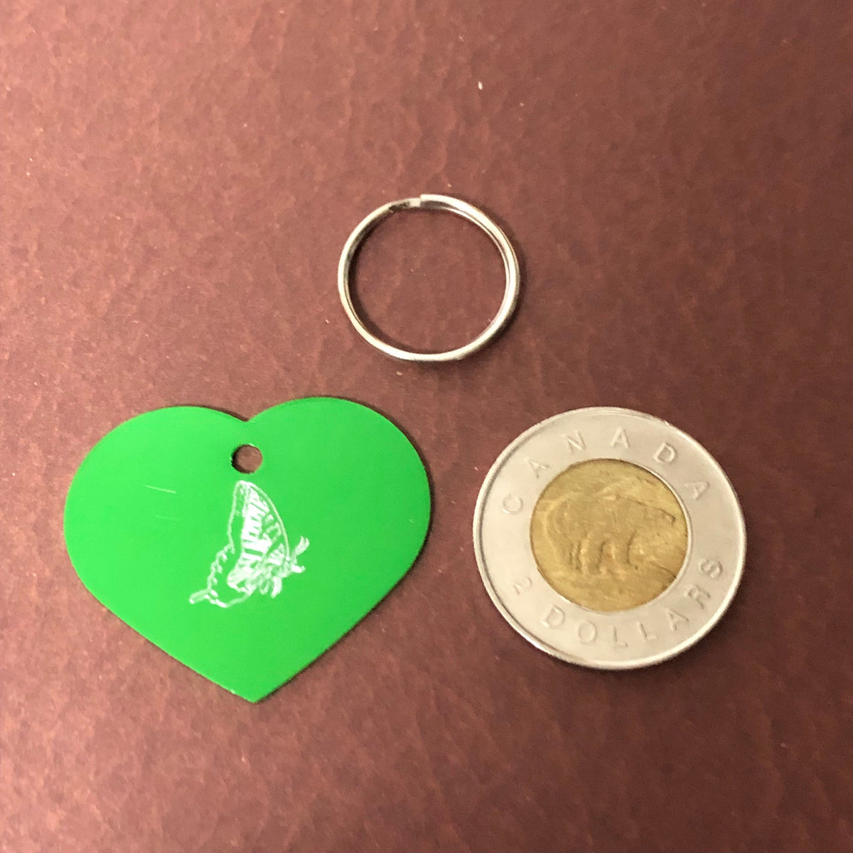 Butterfly, Large Heart Aluminum Tag, Personalized Diamond Engraved, For Cat Tag, Dog Tag, ID Tag, Bags, Backpacks, Key Chain, CA5APLHT