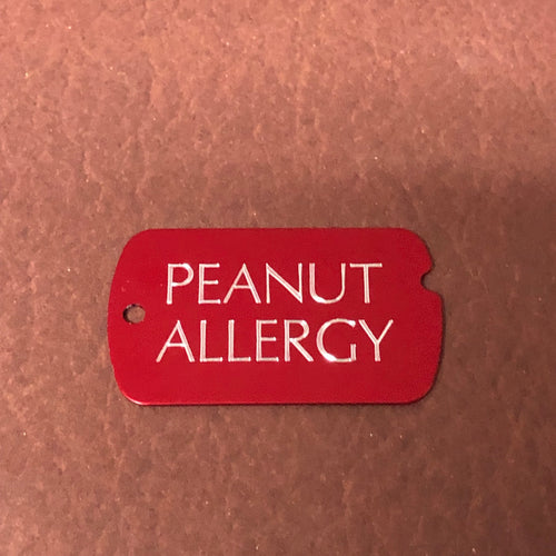 Peanut Allergy, Personalized Aluminum ID Tag, Diamond Engraved, Perfect For Carry-on, Backpacks, Bags, Key Chain PNAPAMIT