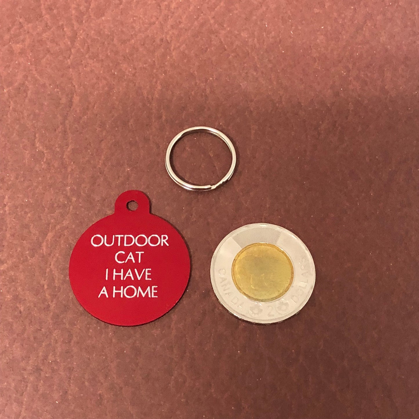 Outdoor Cat I Have a Home Large Circle Aluminum Tag Personalized Diamond Engraved Cat ID Tags, For Cat Collar, Lost Cat ID, OCIHAHLC