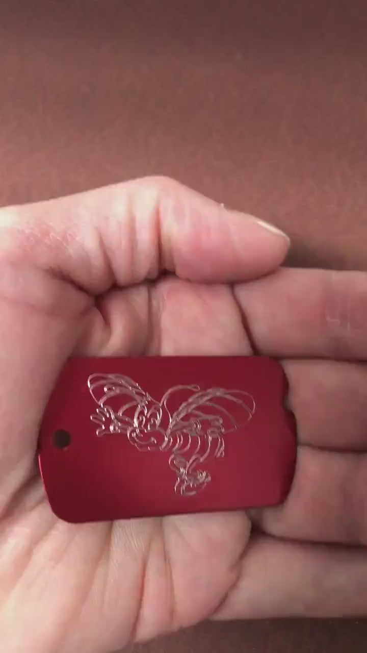 Bumblebee, Bee, Honey Bee, Personalized Aluminum Dog Tag, ID Tag Diamond Engraved, For Backpacks, Equipment Bags, Key Chains, CAiAMI