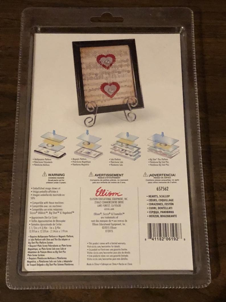 Scallop Hearts Sizzix Framelits 5 Piece Dies 657562