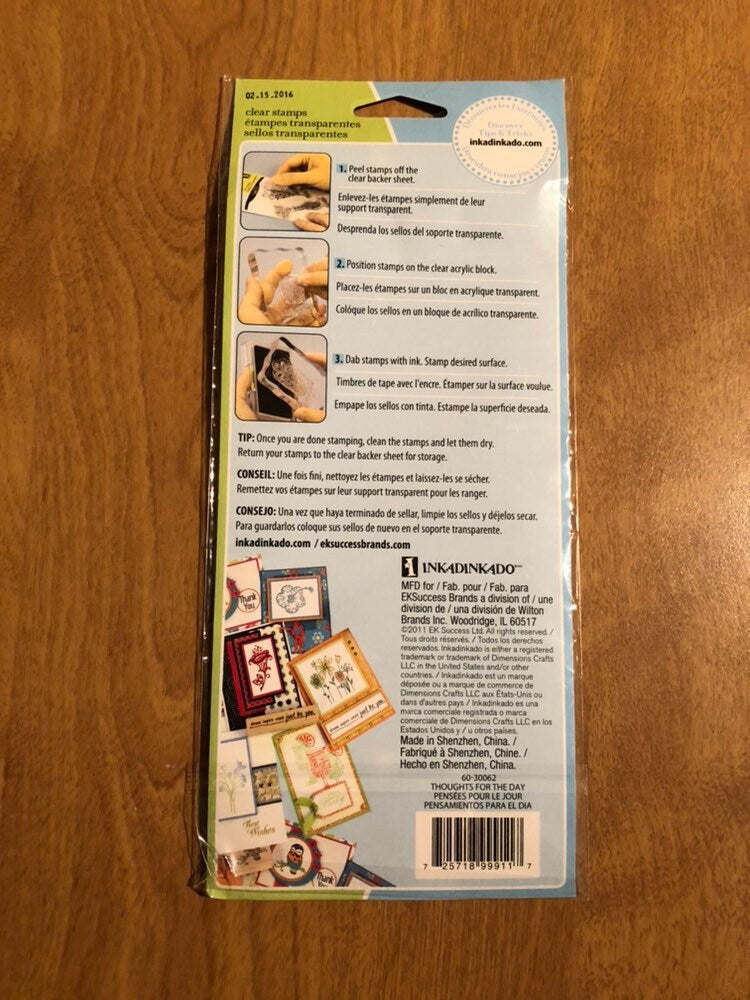 Inkadinkado, Thoughts For The Day, 12 Pieces Clear Stamps set, 60-30062 For Stamping and Card Making