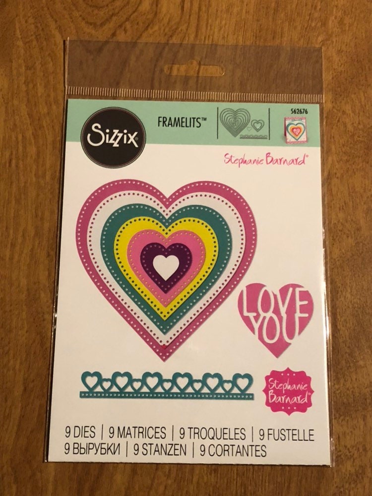 Dotted Hearts, Sizzix Framelits, 9 Pieces Dies Set, By Stephanie Barnard, 562676 For Card Making,