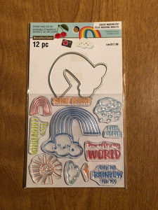 Recollections 12 Piece Cheeky Modern Pop Rainbow Clear Stamp and Die Kit