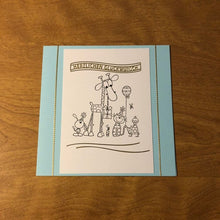 Load image into Gallery viewer, Herzlichen Gluckwunsch Deutsche Karten Handgemacht Giraffe and Friends German All The Best Handmade Stamped Card