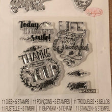 Load image into Gallery viewer, Thanks For Being You Sizzix Framelits With Stamps 11 Dies and 5 Clear Stamps Set By Katelyn Lizardi 661939