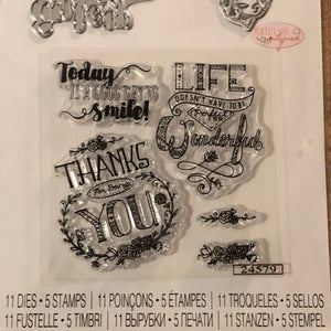 Thanks For Being You Sizzix Framelits With Stamps 11 Dies and 5 Clear Stamps Set By Katelyn Lizardi 661939