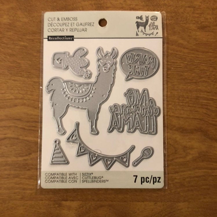 Llama No Drama Llama Party Time Recollections 7 Pieces Cut and Emboss Set 542699