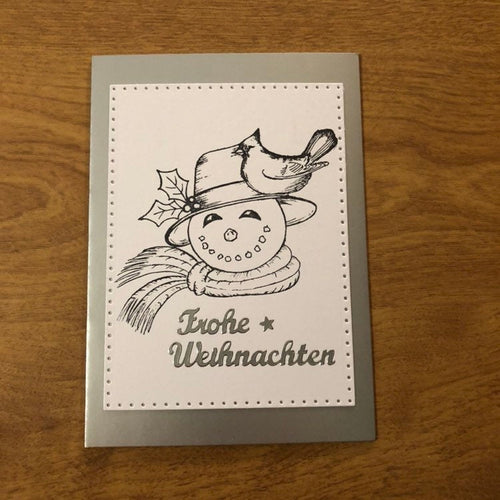 Frohe Weihnachten Schneemann Deutsche Karte Weihnachtskarte Handgemacht, Snowman Merry Christmas German Christmas Card Handmade