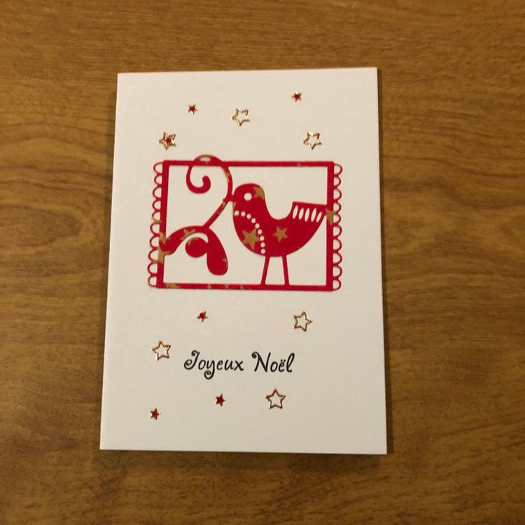 Joyeux Noël Carte De Noël Français Fait Main Bonnes Fêtes Colombe Handmade French Merry Christmas Dove Christmas Card