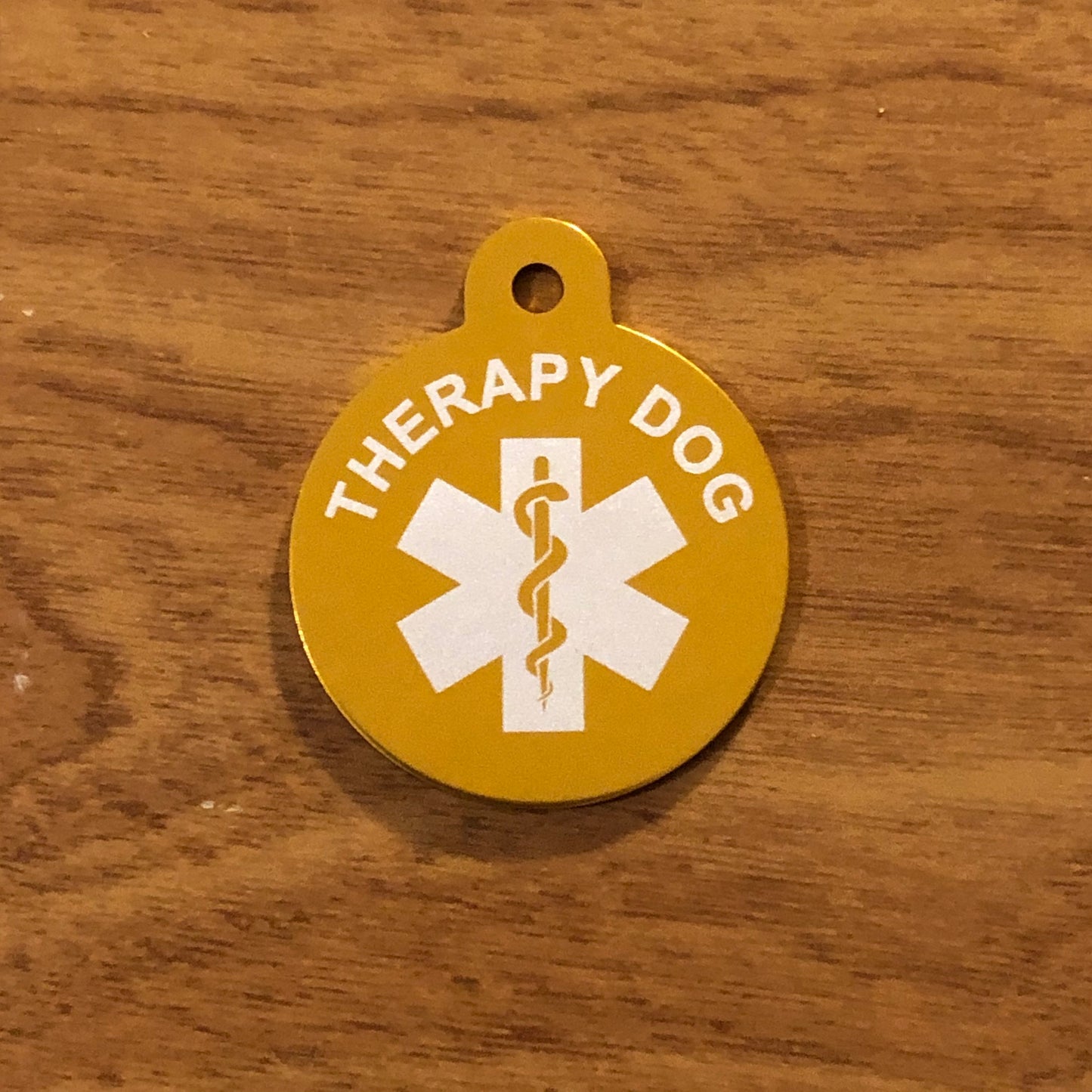 Therapy Dog Medical Alert Service Dog Large Gold Circle Aluminum Tag TDMALGC