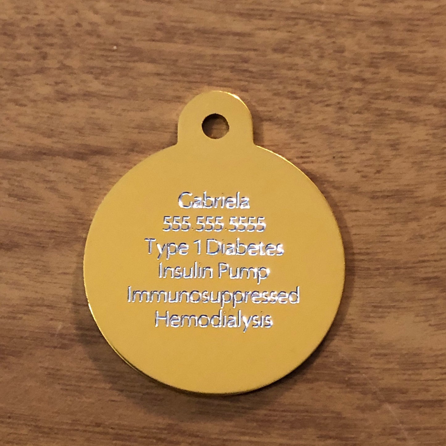 Therapy Dog Medical Alert Service Dog Large Gold Circle Aluminum Tag TDMALGC