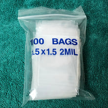 Load image into Gallery viewer, 1 1/2 x 1 1/2&quot; 2 Mil Reclosable Bags 100 Bags