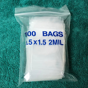 1 1/2 x 1 1/2" 2 Mil Reclosable Bags 100 Bags
