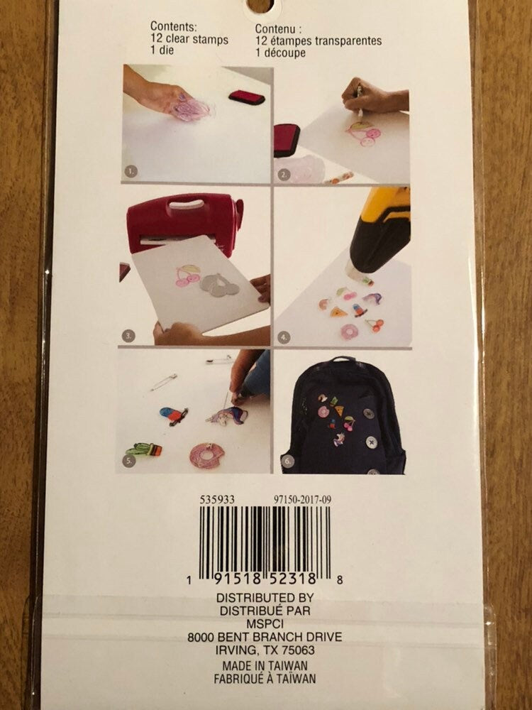Recollections 13 Piece Cheeky Modern Pop Pizza Clear Stamp and Die Kit