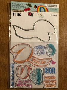 Recollections 11 Piece Cheeky Modern Pop Fortune Cookie Clear Stamp and Die Kit