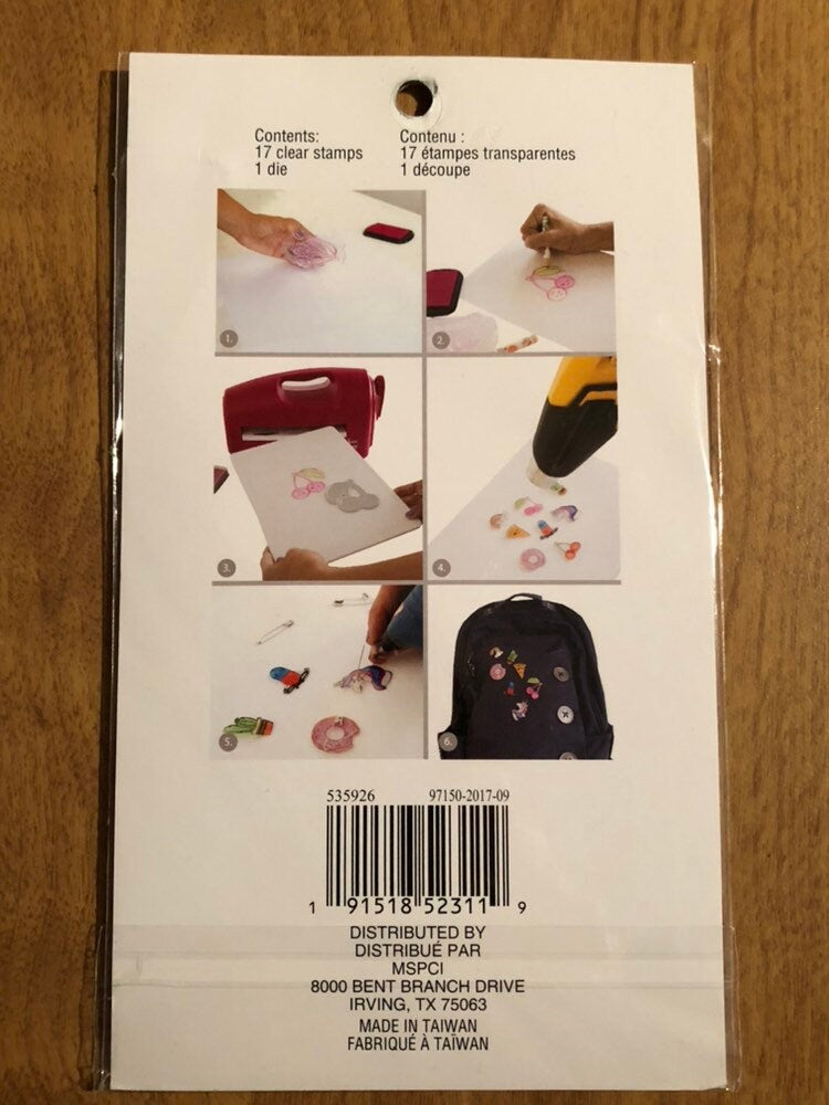 Recollections 18 Piece Cheeky Modern Pop Donuts Clear Stamp and Die Kit
