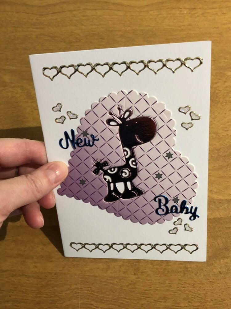 New Baby Giraffe Congratulations Handmade Card