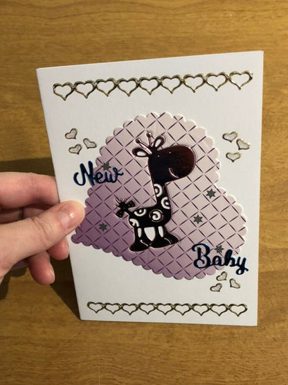 New Baby Giraffe Congratulations Handmade Card