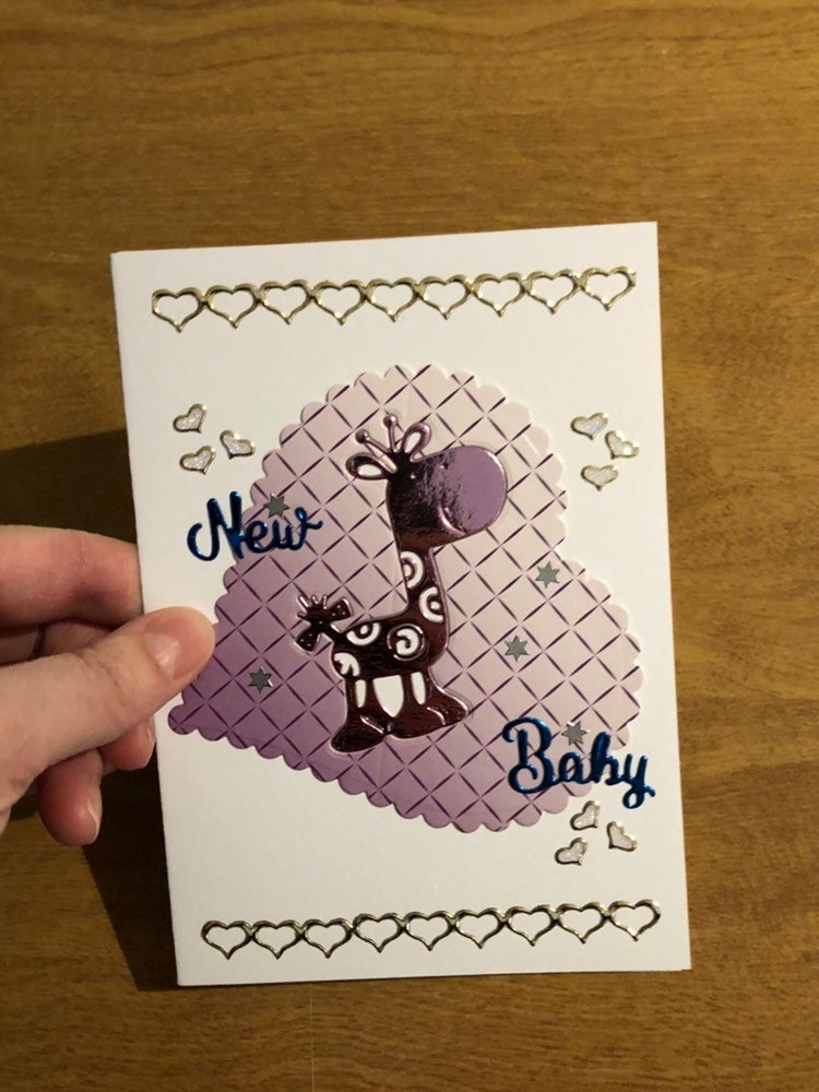 New Baby Giraffe Congratulations Handmade Card