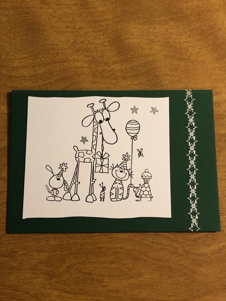 Giraffe and Friends Handmade Greeting Card
