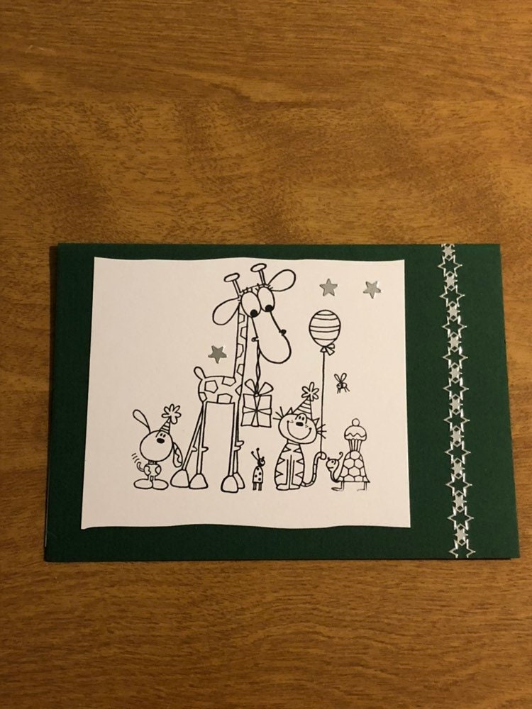 Giraffe and Friends Handmade Greeting Card