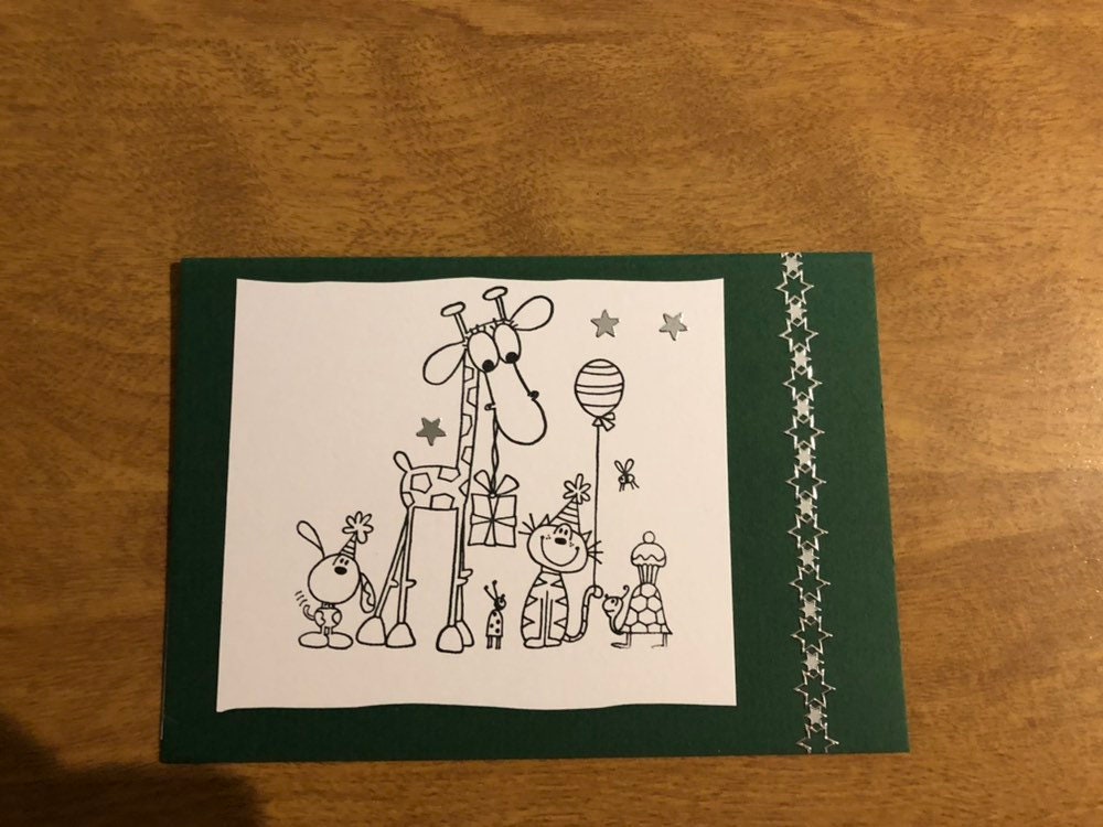 Giraffe and Friends Handmade Greeting Card