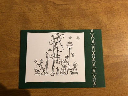 Giraffe and Friends Handmade Greeting Card