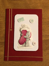 Load image into Gallery viewer, Santa Teddy Bear Christmas Card Handmade Choice of One or Both Cards