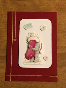 Santa Teddy Bear Christmas Card Handmade Choice of One or Both Cards