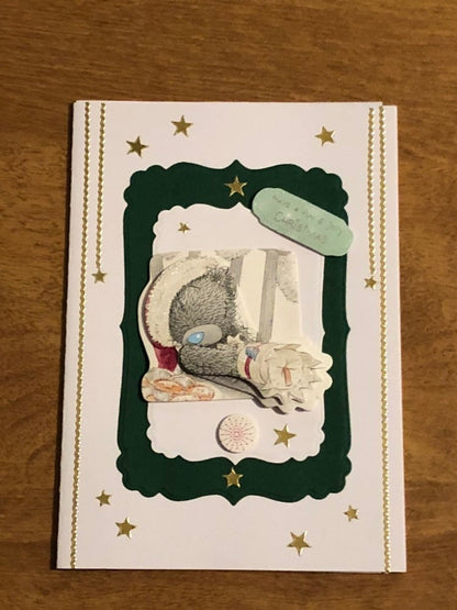 Santa Teddy Bear Christmas Card Handmade Choice of One or Both Cards